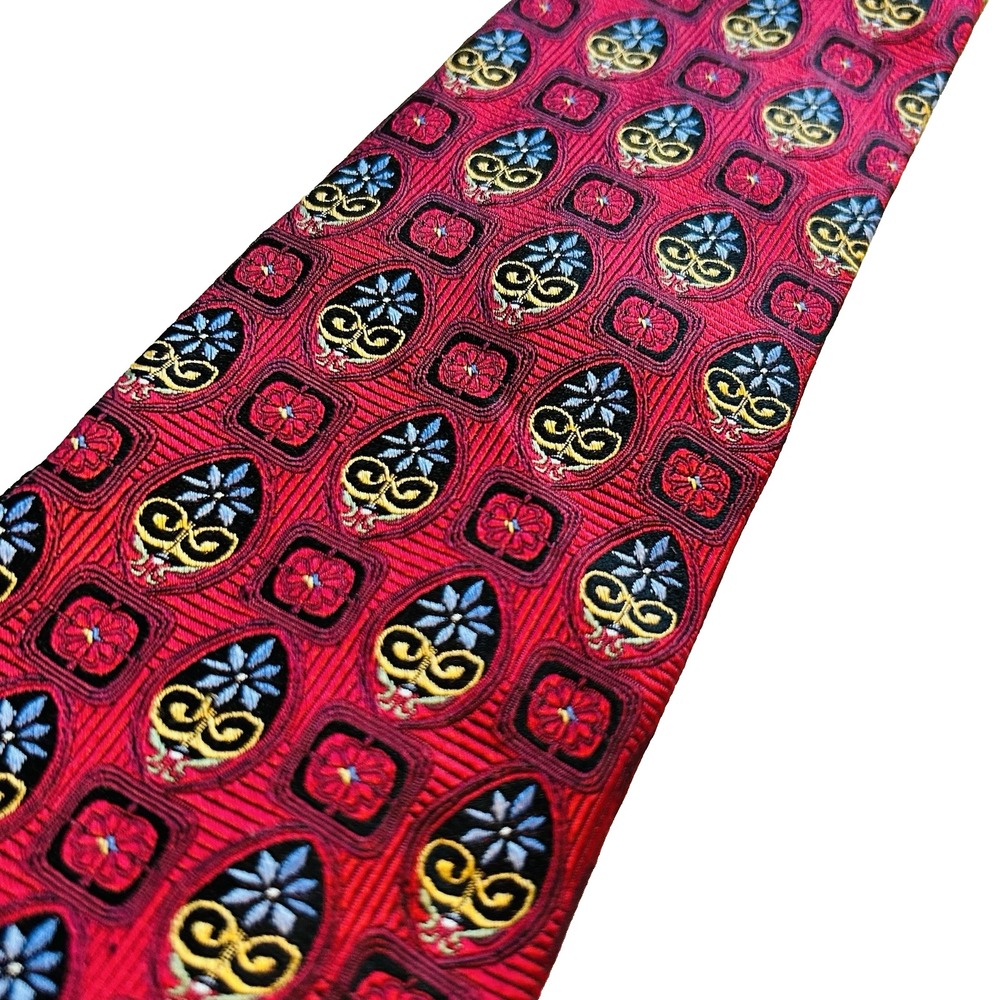 Jos. A. Bank Signature Gold Tie Red Silk w/ Regal Medallion Motif 3.5"x58" NWT‎ - Picture 3 of 9